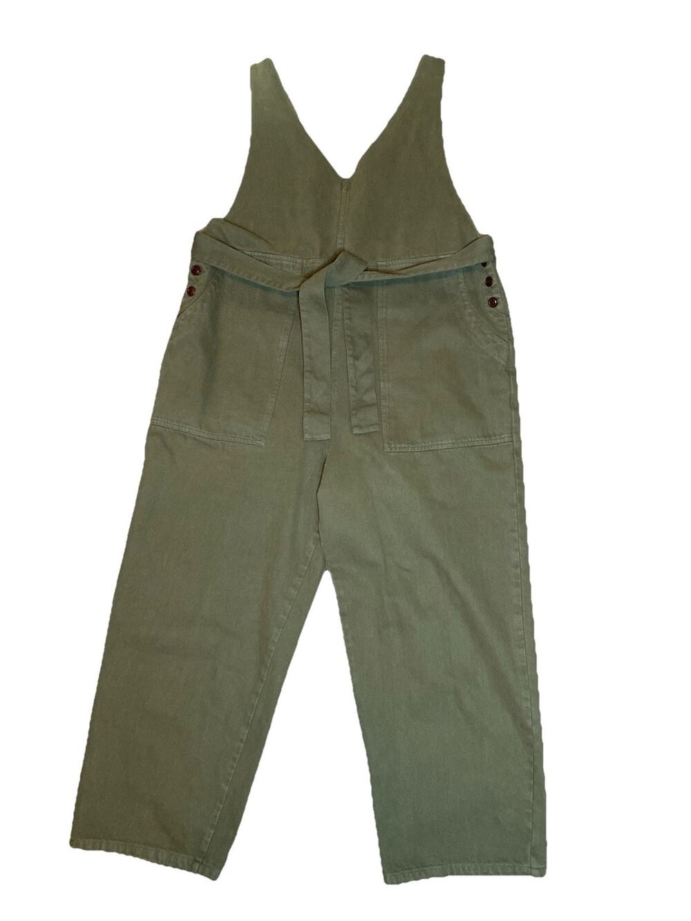 Alex Mill 2XL Ollie Jumpsuit Hampden Olive Green Cotton Wide Leg Utility Pocket
